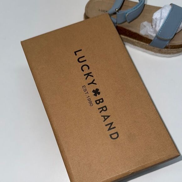 🔥Lucky Brand Blue Cork Sole Sandals kids girls Sz 1 New - Picture 2 of 3